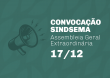 Sindsema convoca Assembleia Geral Extraordinária para o dia 17 de dezembro